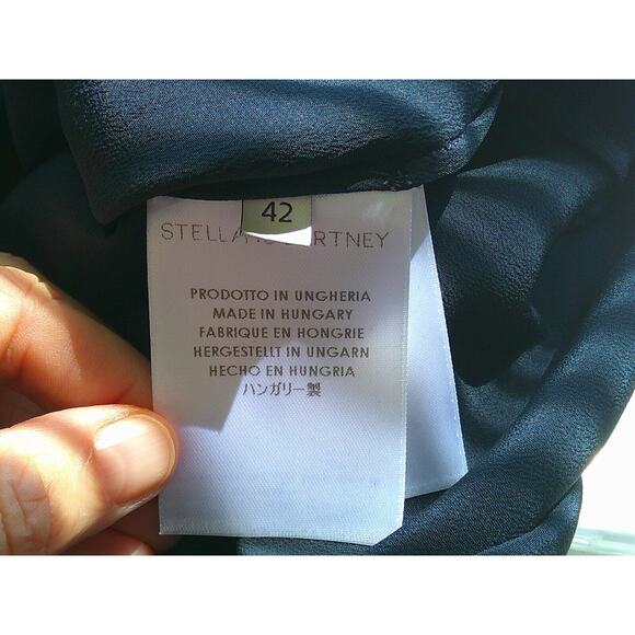 Stella McCartney Black V Neck Gathered Front Back Long Sleeve Silk Blouse 42 - Picture 11 of 16